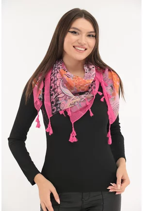Esarfa patrata ciclamen cu animal print