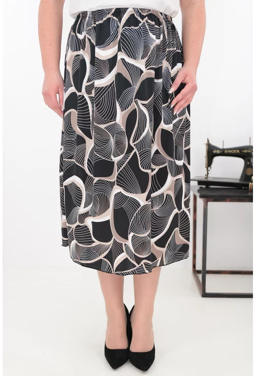Fusta lejera neagra cu imprimeu geometric bej