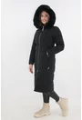 Geaca lunga neagra cu blanita la gluga
