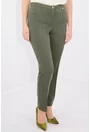 Pantaloni conici olive din stofa elastica
