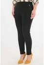 Pantaloni flausati negri cu fermoare la buzunare