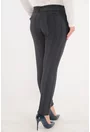 Pantaloni gri-petrol flausati cu model spic si cordon in talie