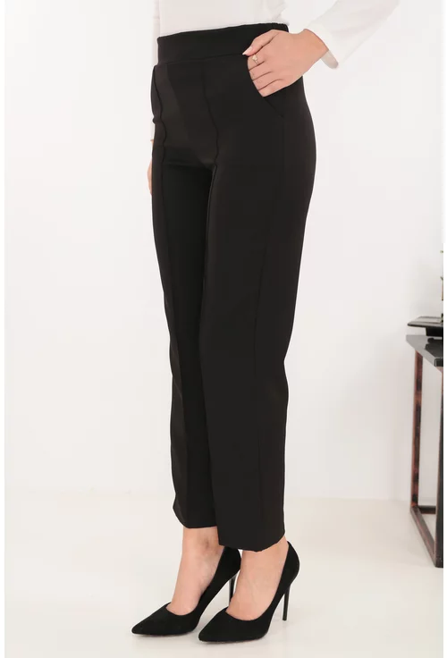 Pantaloni office negri din stofa elastica