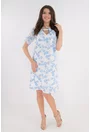 Rochie alba din bumbac cu imprimeu floral albastru