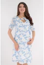 Rochie alba din bumbac cu imprimeu floral albastru