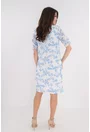 Rochie alba din bumbac cu imprimeu floral albastru