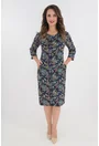 Rochie bleumarin cu desen floral