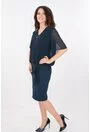 Rochie bleumarin din stofa si voal