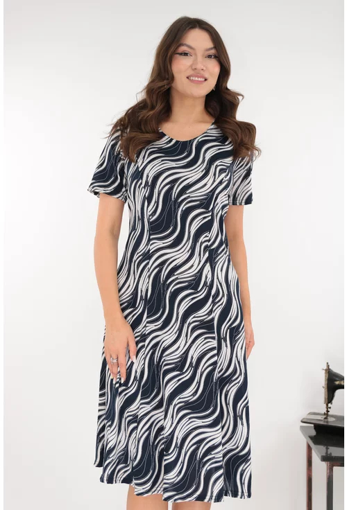 Rochie bleumarin in clini cu dungi albe
