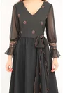 Rochie clos din brocard negru cu fir aramiu
