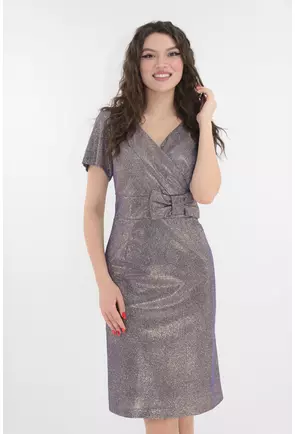 Rochie de ocazie aurie cu reflexii violet
