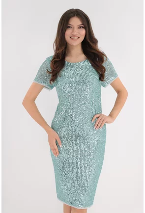 Rochie de ocazie cu paiete aqua