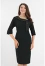 Rochie de ocazie neagra cu esarfa din voal