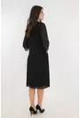 Rochie de ocazie neagra din voal plisat cu strasuri argintii