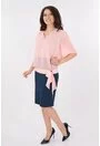 Rochie din stofa bleumarin si voal roz