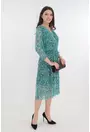 Rochie din tull cu print abstract verde-alb