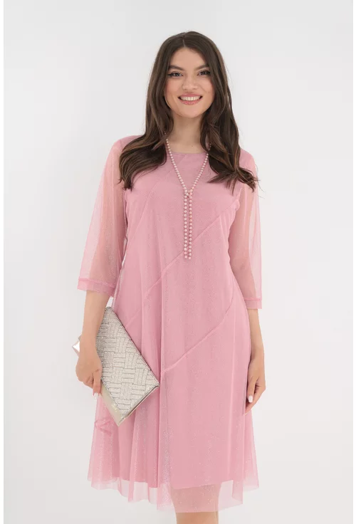 Rochie din tull roz-pudra cu glitter