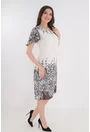 Rochie din voal alb cu print bordurat negru
