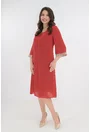Rochie din voal caramiziu accesorizata cu paiete aurii