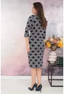Rochie dreapta bleumarin cu print geometric crem