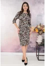 Rochie dreapta cu imprimeu abstract bej-negru