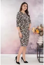 Rochie dreapta cu imprimeu abstract bej-negru