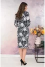 Rochie dreapta cu imprimeu floral bleumarin-gri