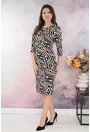 Rochie dreapta cu imprimeu geometric bej-negru