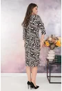 Rochie dreapta cu imprimeu geometric bej-negru
