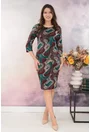 Rochie dreapta cu print abstract turcoaz-maro