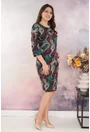 Rochie dreapta cu print abstract turcoaz-maro