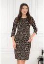 Rochie dreapta neagra cu animalprint bej