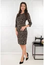 Rochie dreapta neagra cu animalprint bej