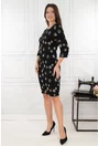 Rochie dreapta neagra cu buline bej