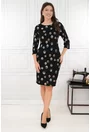 Rochie dreapta neagra cu buline bej