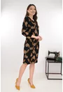 Rochie dreapta neagra cu imprimeu abstract bej