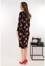 Rochie dreapta neagra cu imprimeu abstract caramiziu