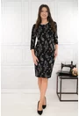 Rochie dreapta neagra cu imprimeu floral bej