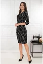 Rochie dreapta neagra cu imprimeu floral bej