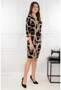 Rochie dreapta neagra cu imprimeu geometric bej