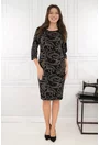 Rochie dreapta neagra cu print abstract alb