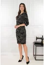 Rochie dreapta neagra cu print abstract alb