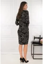 Rochie dreapta neagra cu print abstract alb