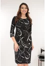 Rochie dreapta neagra cu print abstract alb