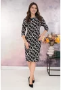 Rochie dreapta neagra cu romburi crem imprimate