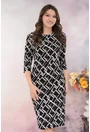 Rochie dreapta neagra cu romburi crem imprimate