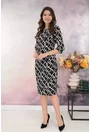 Rochie dreapta neagra cu romburi crem imprimate