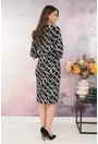 Rochie dreapta neagra cu romburi crem imprimate