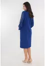 Rochie eleganta albastra cu maneci din voal cu strasuri