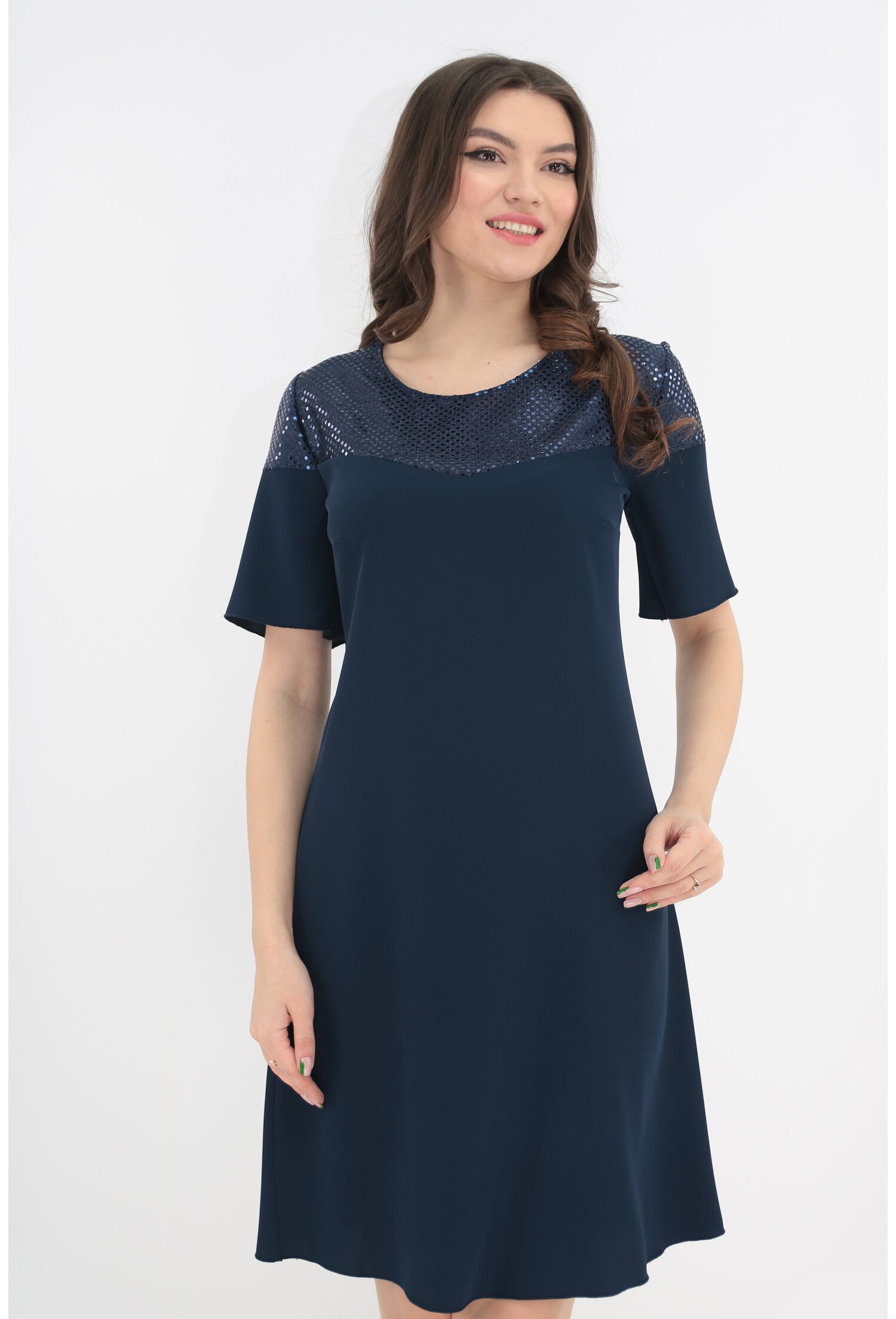 Rochie eleganta bleumarin cu paiete